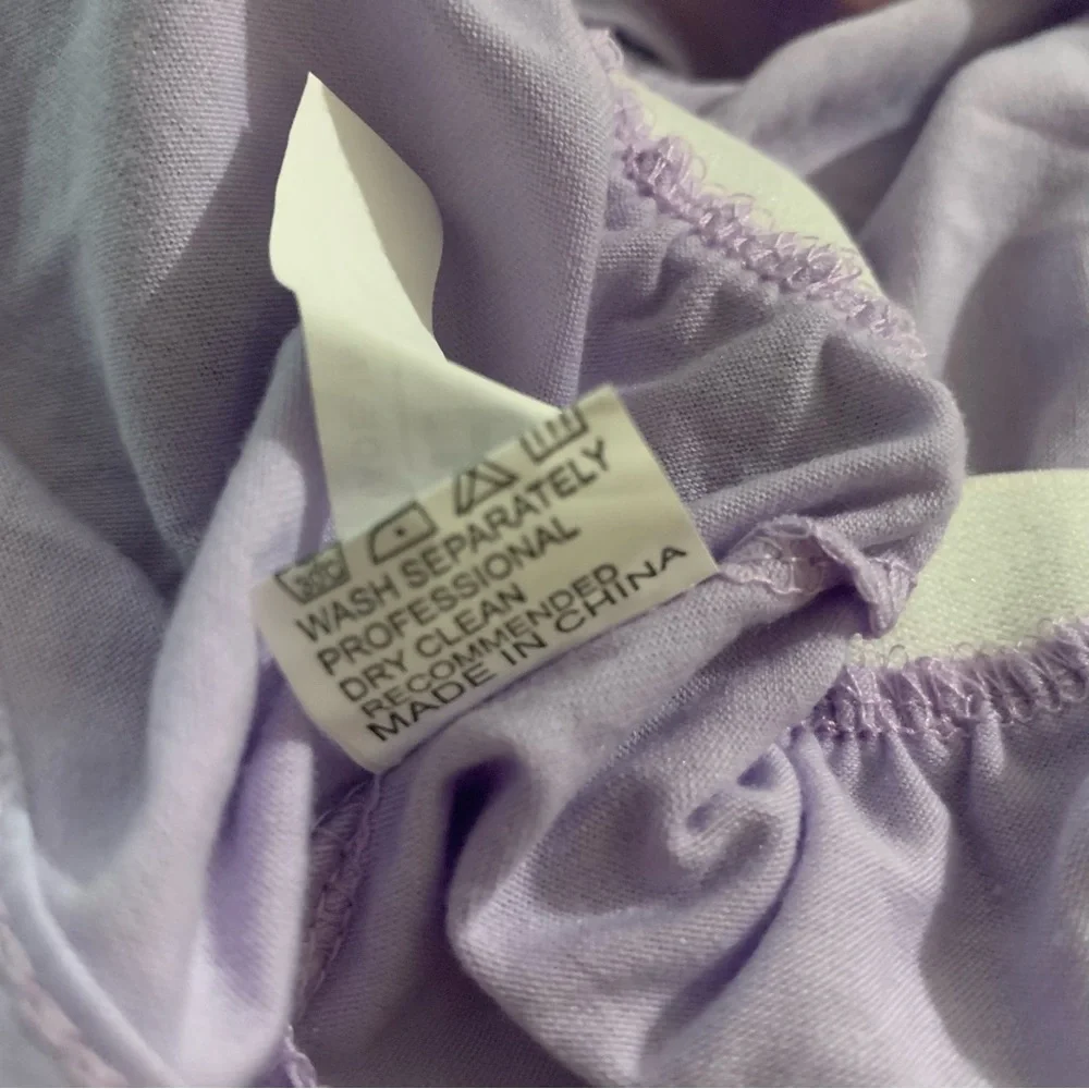 Lavender Contrast Binding Letter Tape Crop Top & Dolphin Shorts Lounge Set NWOT